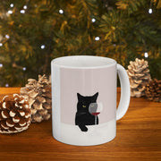 Cat with Wine Ceramic Mug, Funny Cat Lover Gift, Cat Lady Coffee Cup, Cat Mom Tea Mug, Cat Dad Gift, Cat Owner Present, Cat Birthday Mug