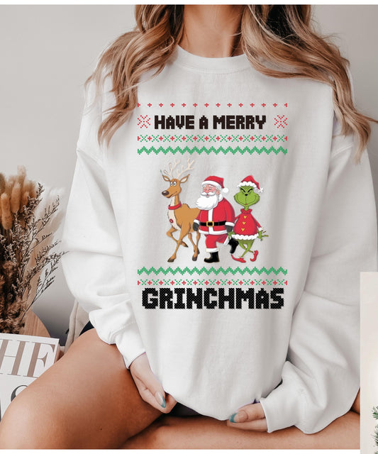 Reindeer Christmas Tree sweatshirt, Christmas sweatshirt,oh deer its christmas time  Reindeer sweatshirt,  Xmas Family Gift Santa