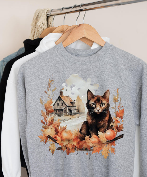 Christmas cat sweater,BLACK CAT Santa Hat Christmas Lights Jumper, Funny Family Holiday swaeter, Cat Lovers Xmas Sweatshirts#239