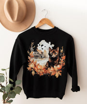 Christmas cat sweater,BLACK CAT Santa Hat Christmas Lights Jumper, Funny Family Holiday swaeter, Cat Lovers Xmas Sweatshirts#239