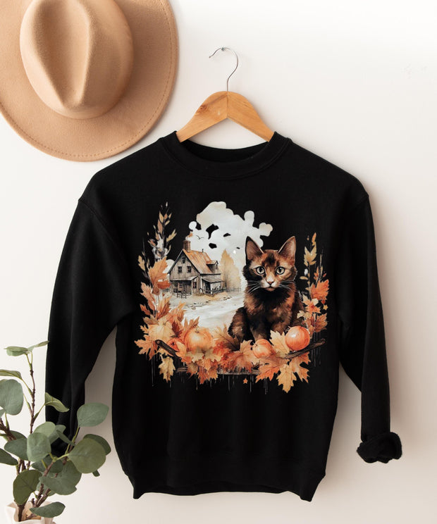 Christmas cat sweater,BLACK CAT Santa Hat Christmas Lights Jumper, Funny Family Holiday swaeter, Cat Lovers Xmas Sweatshirts#239