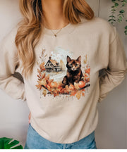 Christmas cat sweater,BLACK CAT Santa Hat Christmas Lights Jumper, Funny Family Holiday swaeter, Cat Lovers Xmas Sweatshirts#239