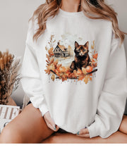 Christmas cat sweater,BLACK CAT Santa Hat Christmas Lights Jumper, Funny Family Holiday swaeter, Cat Lovers Xmas Sweatshirts#239
