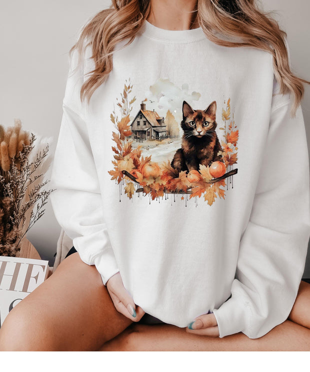 Christmas cat sweater,BLACK CAT Santa Hat Christmas Lights Jumper, Funny Family Holiday swaeter, Cat Lovers Xmas Sweatshirts#239