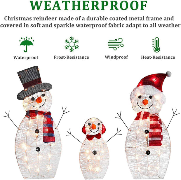 Snowman Outdoor Christmas Decorations Illuminated Reindeer Snowman Christmas Decoration - Outdoor Snowman Christmas Decoration with Lights