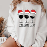 Christmas Wine Glasses Sweatshirt, Christmas Wine, drink drank drunk Xmas Sweatshirt, Holiday Apparel, Wine Lover, Funny Christmas Sweater