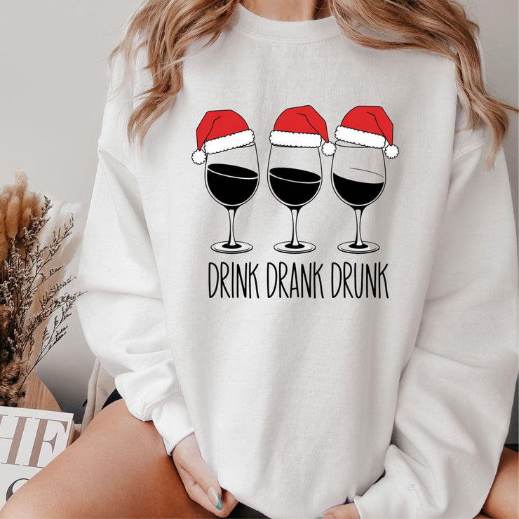 Christmas Wine Glasses Sweatshirt, Christmas Wine, drink drank drunk Xmas Sweatshirt, Holiday Apparel, Wine Lover, Funny Christmas Sweater