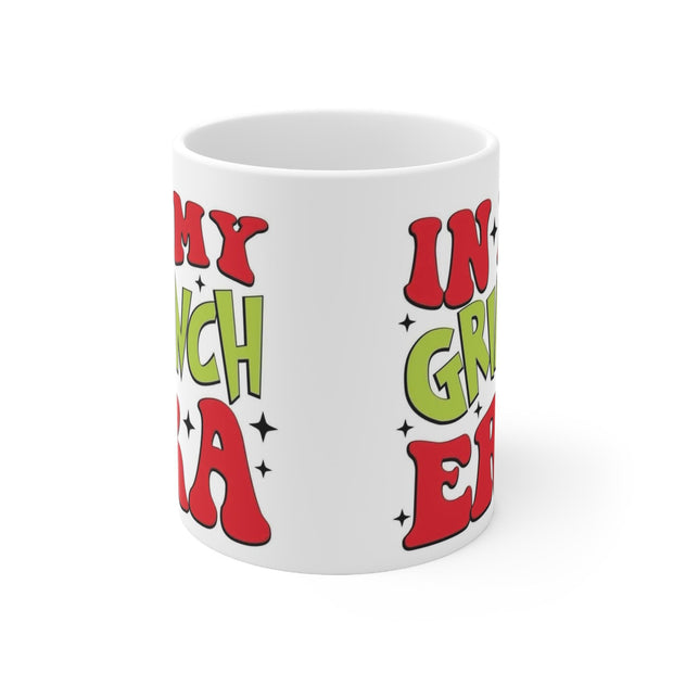 Funny in My Grinch Era Mug, Christmas Coffee Cup, Holiday Tea Mug, Sarcastic Hot Cocoa Mug, Gift for Grinch Lover, Ceramic Drinkware