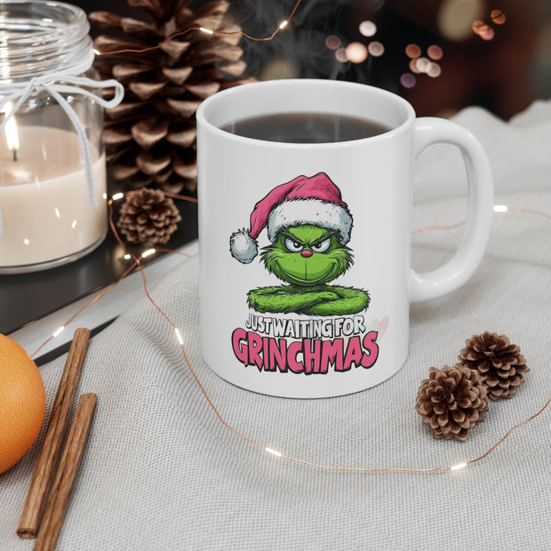 Funny Grinch Coffee Mug - Gift for Christmas, White Ceramic Cup, 11oz, Novelty Tea Mug, Holiday Drinkware, Unique Office Mug