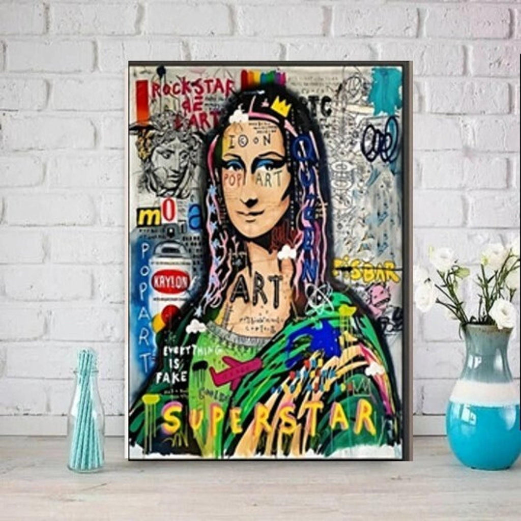 Mona Lisa Graffiti Art Print | Original Oil Painting Poster | Vintage Wall Art | Unique Gift for Art Lovers