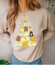Christmas tree made  up of cats sweater, Christmas cat  Jumper, Funny Family Holiday sweater, Cat Lovers Xmas Sweatshirts