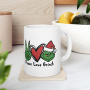 Grinch Coffee Mug, peace love grinch Funny Christmas 11oz Ceramic Cup - Holiday Gift for Coffee Lovers,Unique Xmas Present,
