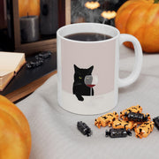 Cat with Wine Ceramic Mug, Funny Cat Lover Gift, Cat Lady Coffee Cup, Cat Mom Tea Mug, Cat Dad Gift, Cat Owner Present, Cat Birthday Mug