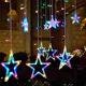 LED Stars Christmas Lighting, Expandable Light Curtain, Christmas Decoration Window with Remote Control and Hooks, 8 Modes, for Christmas