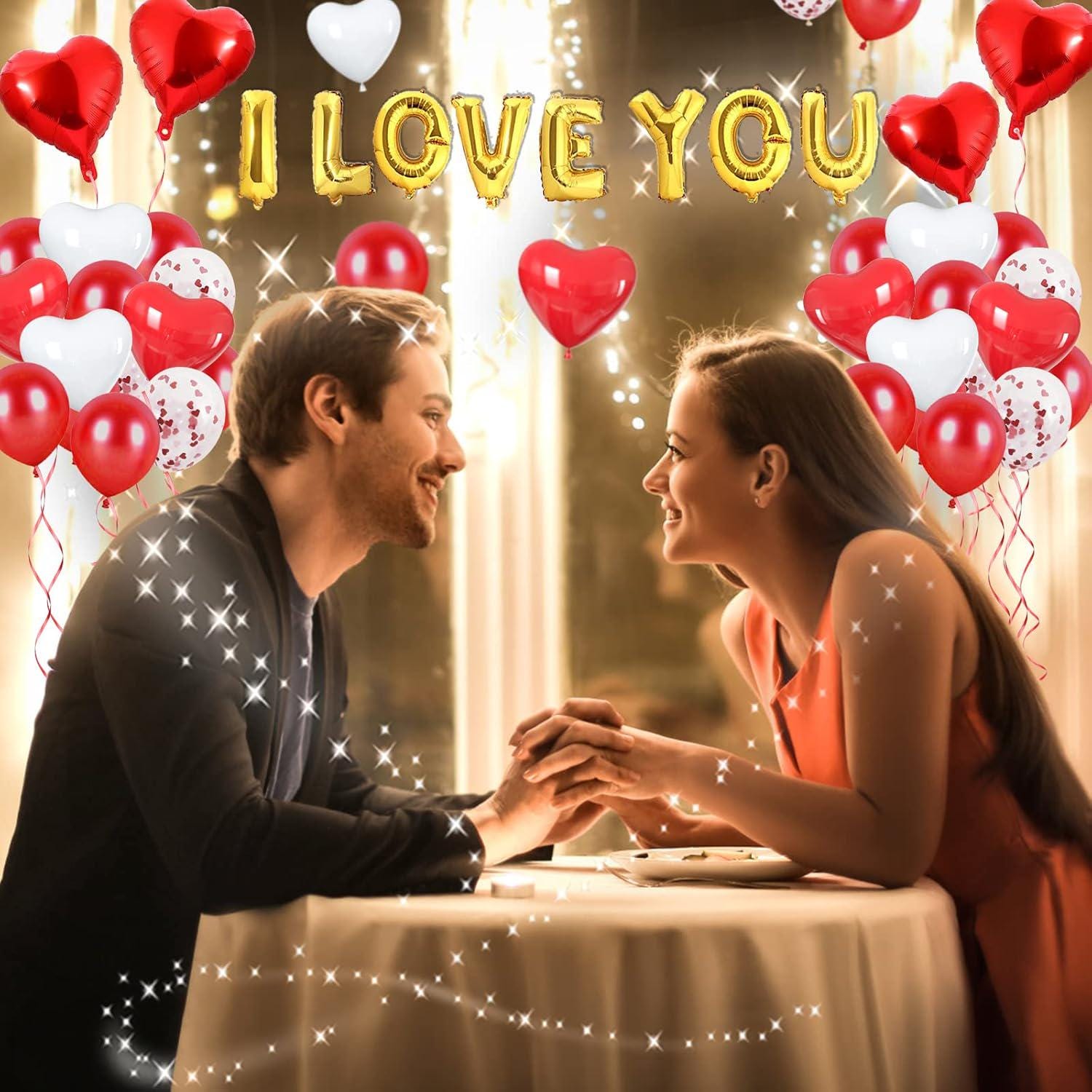 Valentine&#39;s Day Balloon Decorations,Heart Balloons with 1000PCS Rose Petals Love Heart Foil Balloon Decoration Love-Bear for Engagement