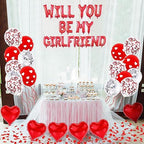 Will You Be My Girlfriend Balloons and Petals Valentine&#39;S Day Balloon Decorations Red Lovetals for Confession Proposal Supplies