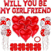 Will You Be My Girlfriend Balloons and Petals Valentine&#39;S Day Balloon Decorations Red Lovetals for Confession Proposal Supplies