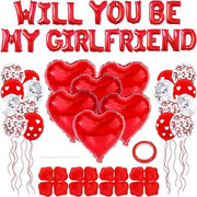 Will You Be My Girlfriend Balloons and Petals Valentine&#39;S Day Balloon Decorations Red Lovetals for Confession Proposal Supplies