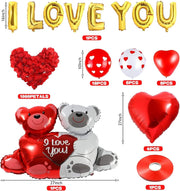 Valentine&#39;s Day Balloon Decorations,Heart Balloons with 1000PCS Rose Petals Love Heart Foil Balloon Decoration Love-Bear for Engagement