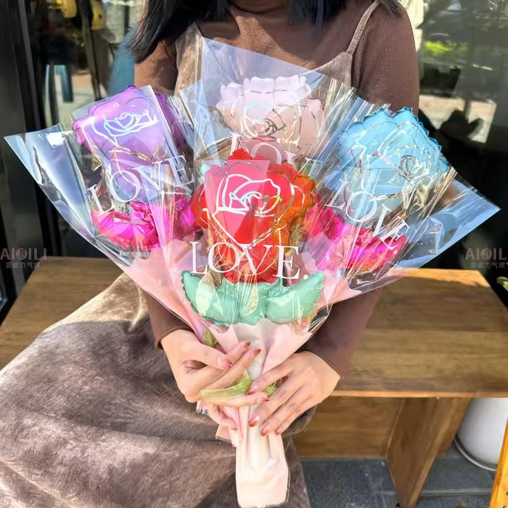 Mini Rose Flower Balloons 10pcs ,Rose Shaped Balloon for  Mother&#39;s Day\valentines  ,Valentines Day Wedding Decoration,  Party Supplies