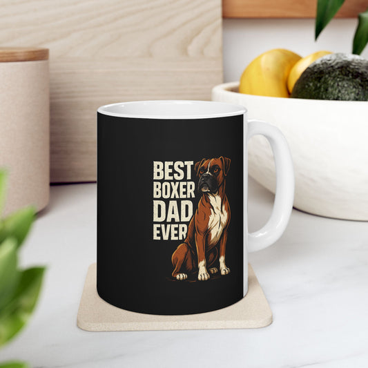 Printify Mug 11oz Best boxer day ever  Dog Mug – Humorous Coffee Cup Gift for Dog Lovers, Cute Animal Quote Ceramic Mug, Retro Style Tea Cup for Men & Women