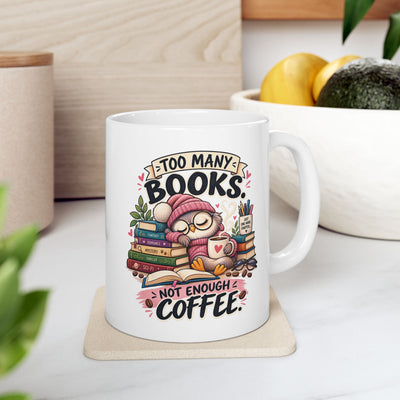 Book Lover Ceramic Mug — Stack of Books Floral 11oz