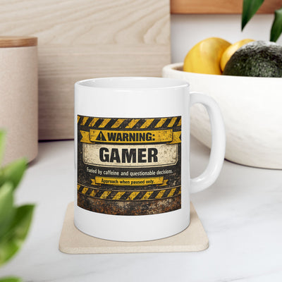 Ceramic Mug — Authentic Gamer Warning Coffee Cup (11oz)