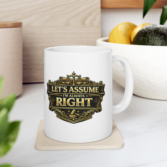 Printify Mug 11oz Ceramic Mug — "Let's Resume Right" Vintage Badge Coffee Cup (11oz/15oz)