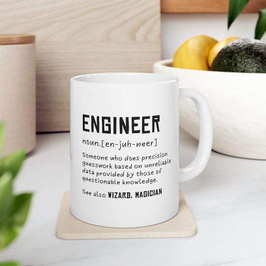 Printify Mug 11oz Engineer Definition Ceramic Mug – Funny STEM Gift, Office Coffee Cup (11oz)