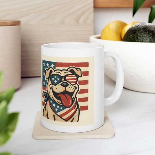 Printify Mug 11oz Funny  4th july Dog Mug – Coffee Cup Gift for Dog Lovers, Cute Animal  Ceramic Mug, Retro Style Tea Cup
