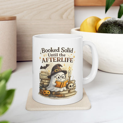 Halloween Coffee Mug — 'Books & Coffee After Dark' Ceramic Booklover Mug 11oz