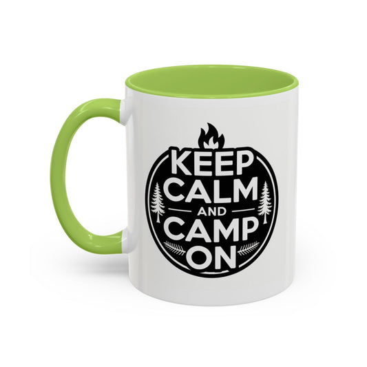 Printify Mug 11oz Keep Calm And camp on  Coffee Mug - Funny caming Gift, Unique Ceramic Novelty Cup for Her, Best Friend, Sister, Mom