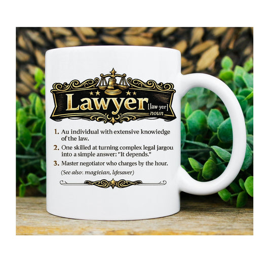 Printify Mug 11oz Lawyer Definition Coffee Mug — Funny Legal Gift for Attorneys, 11oz