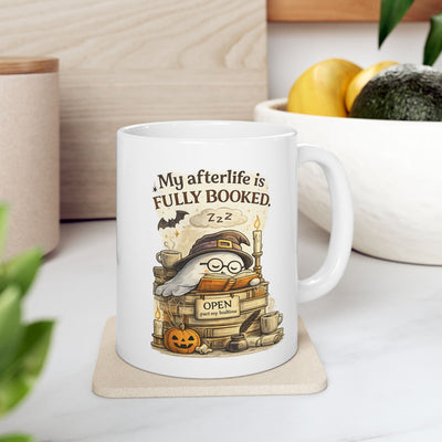 'My  afterliffeis  fully booked , ghost halloween mug ,11oz  Vintage  ceramic mug
