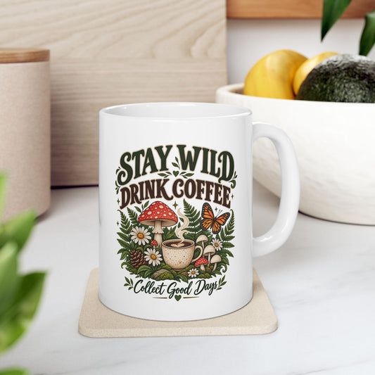 Printify Mug 11oz Thankful Vibes Mug — "Give Thanks" Autumn Turkey Coffee Cup (11oz & 15oz)