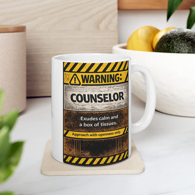 Warning: counsellor Coffee Mug — Industrial Railroad-Themed Ceramic Mug (11oz0