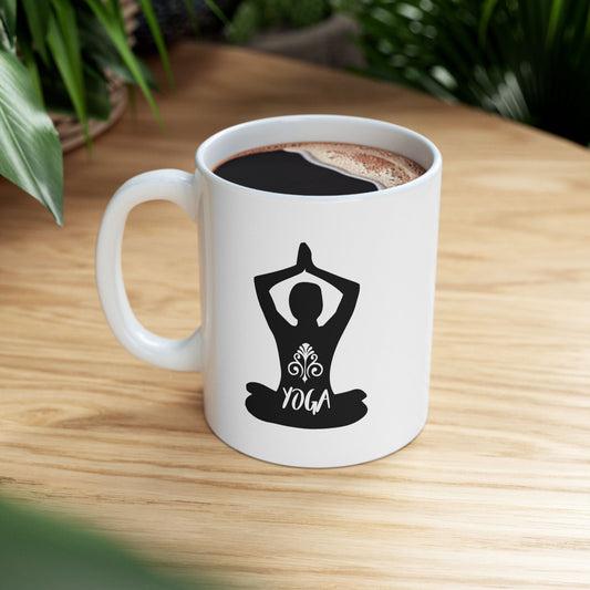 Printify Mug 11oz Yoga Ceramic Mug — 'faceless yoga pose Mug