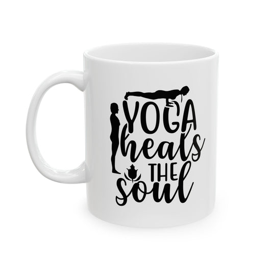 Printify Mug 11oz yoga heals the soul ,Ceramic Coffee Cup (11oz )