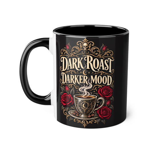 Printify Mug Black / 11oz Dark Roast Darker Mood Coffee Mug — Gothic Rose 11oz Accent Mug