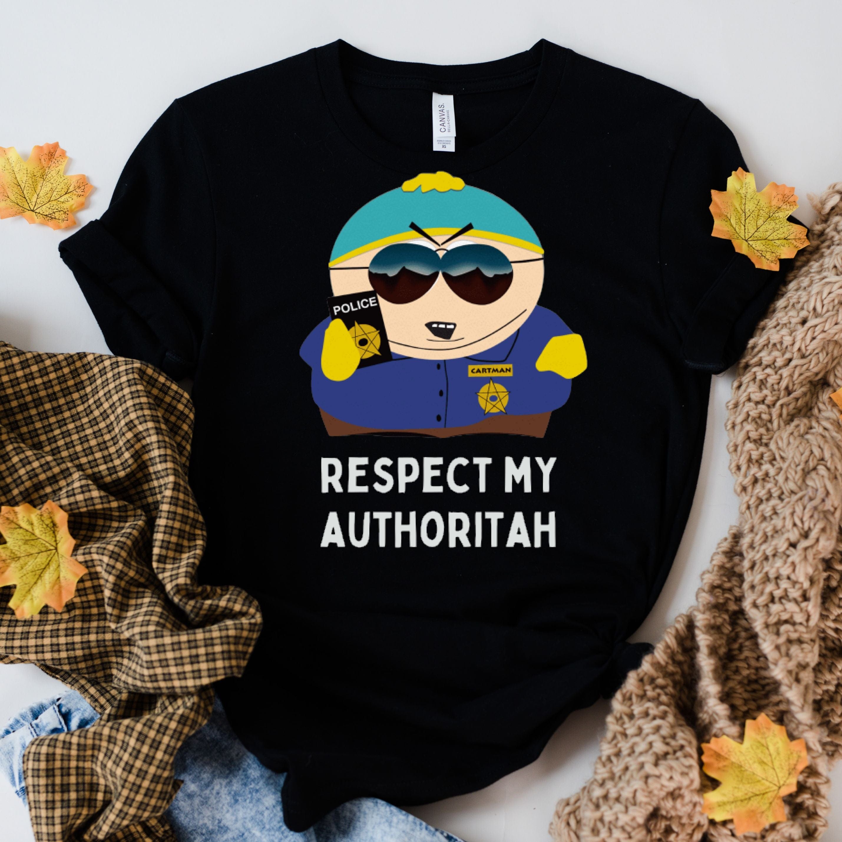 Printify T-Shirt Black / S Southpark eric cartman - respect my authority t -shirt ,fans of  southpark t shirt ,
