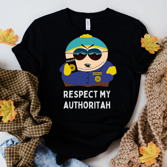 Printify T-Shirt Black / S Southpark eric cartman - respect my authority t -shirt ,fans of  southpark t shirt ,