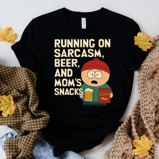 Printify T-Shirt Black / XS Cartman 'Running on Snacks & Sarcasm' T-Shirt