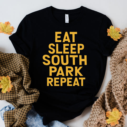 Printify T-Shirt Black / XS Eat Sleep South Park Repeat T-Shirt — South Park Fan Tee