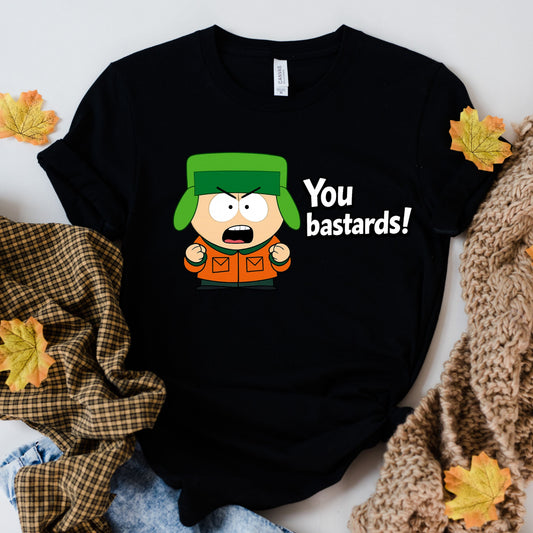 Printify T-Shirt Black / XS kyle broflovski  you bastards t shirt,souhpark themed shirt