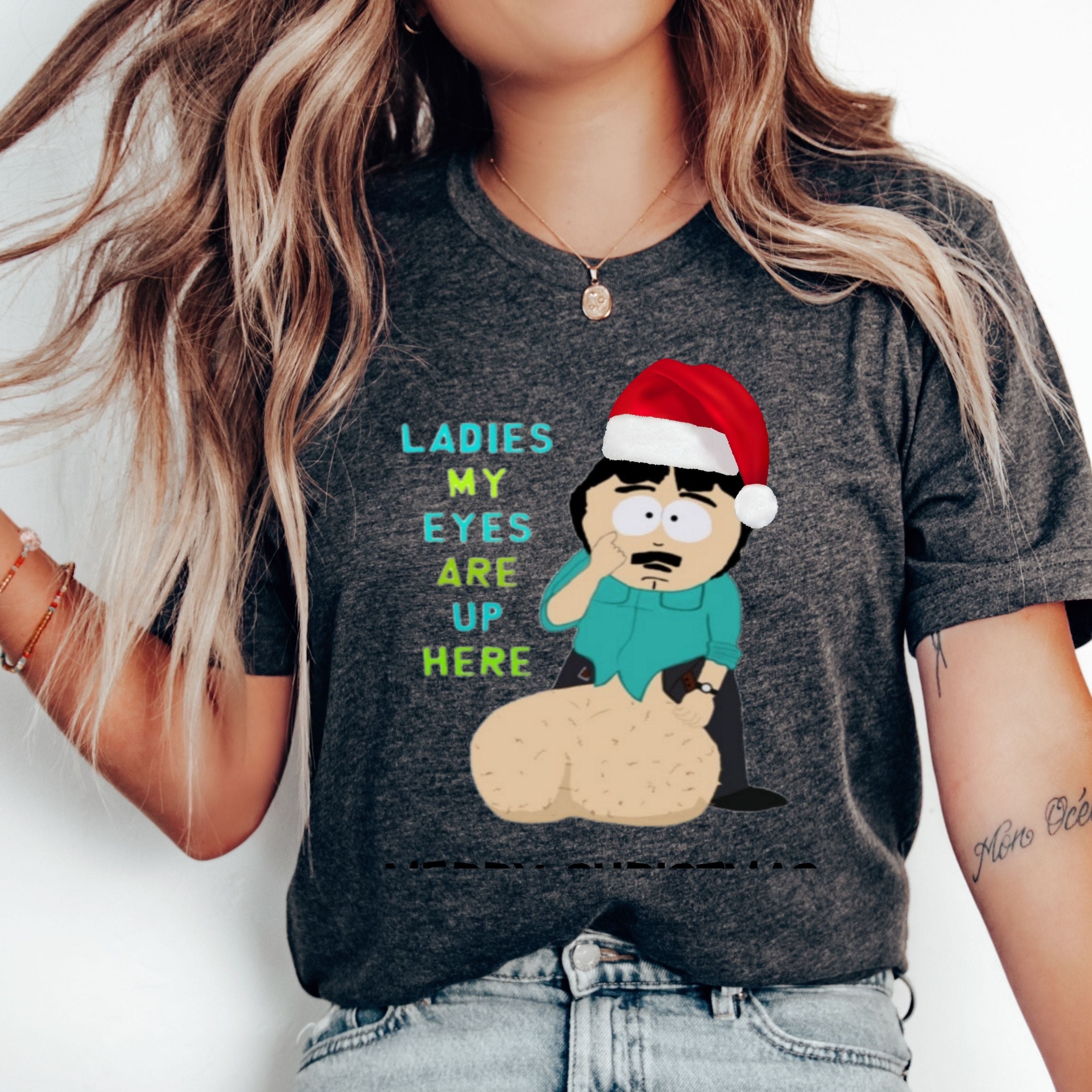 Printify T-Shirt Navy / S southpark randy marsh with santa hat , fans of southpark shirt ,randy marsh shirt