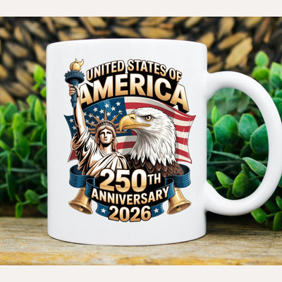 250 Years American 1776–2026 Mug | 250th Independence Day Patriotic Eagle USA Flag Coffee Cup | Liberty Bell Statue Freedom Graphic Mug | 4th of July Celebration Gift (Copy) (Copy)