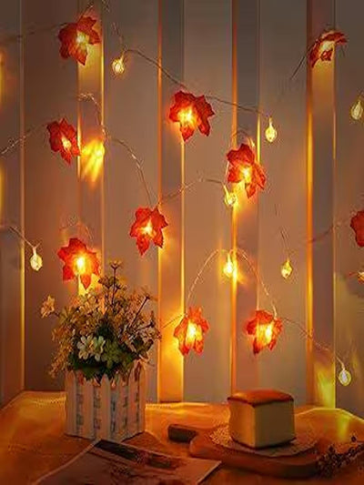 3M Maple Leaf String Lights, Leaf Lights Fall Decorations with LED Pumpkin, Waterproof Fairy Lights with 2 Modes, Halloween  Fall lights