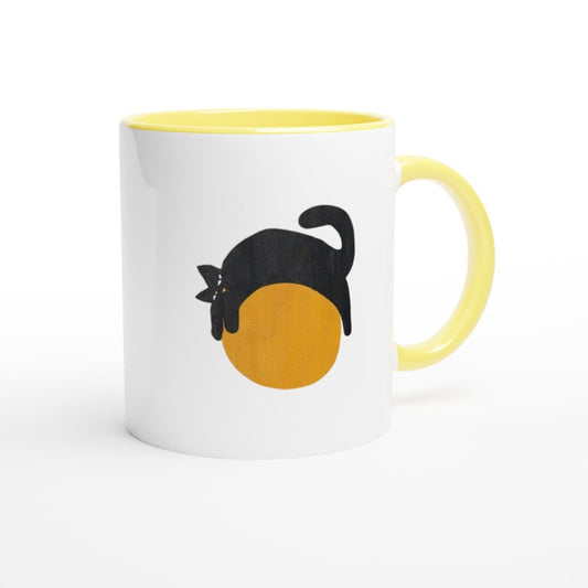 Williamsmugstore boho black cat coffee mug ,black cat mug gifts, cat mom gifts ,11oz ceramic coffee mug , ideal gift for cat lovers and pet owners .