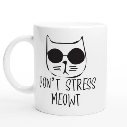 Williamsmugstore cat mug dont stress meow cat mug , coffee mug gift for cat owners