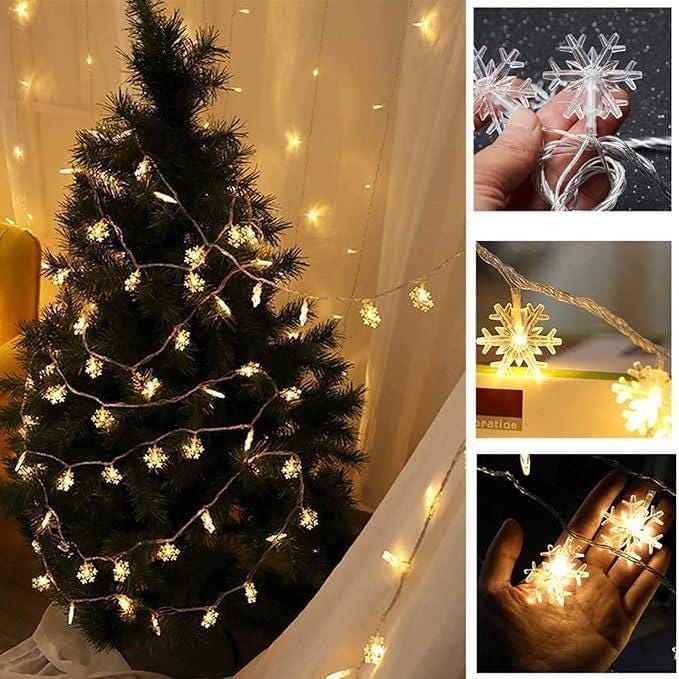 Williamsmugstore Christmas Snowflake String Lights Battery Powered,2/3/M Christmas Winter Decor String Lights 10/20/ LED Fairy Lights, for Christmas Garden